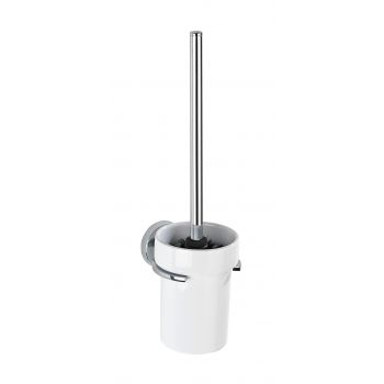 Perie pentru toaleta cu suport autoadeziv, Wenko, Capri Vacuum-Loc®, 11 x 37 x 14.5 cm, metal/ceramica