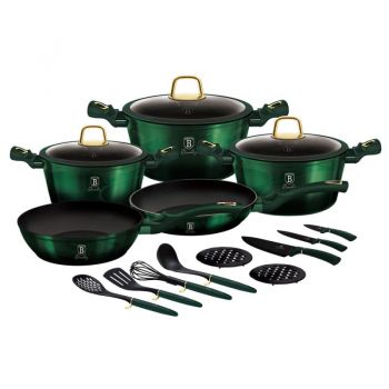 Set oale marmorate cu capace 17 piese Emerald Collection Berlinger Haus BH 7043 ieftina