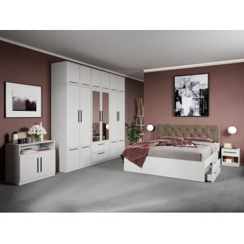 Set dormitor complet Alb cu comoda - Madrid - C64 ieftin