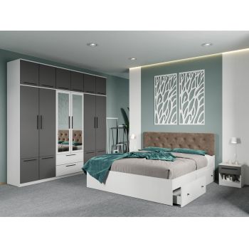 Set dormitor complet Gri-Alb - Madrid - C127 ieftin