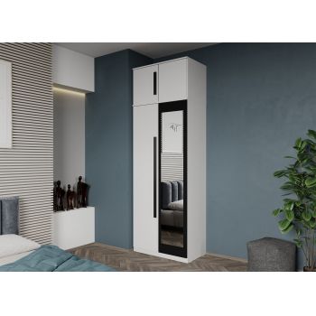 Dulap dormitor 2 usi Alb+oglinda 83 x 240,3 cm - Dallas ieftin