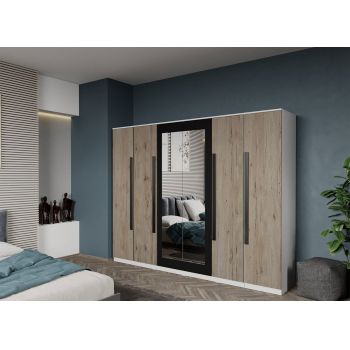 Dulap dormitor cu 6 usi San Remo+oglinda 246,4 x 192,5 cm - Dallas ieftin