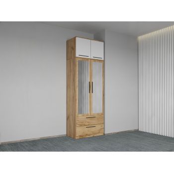 Dulap dormitor Stejar+Alb 2U cu oglinda+suprapozabil - Madrid ieftin