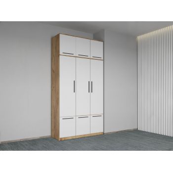 Dulap dormitor Stejar+Alb 3U + suprapozabil - Madrid ieftin