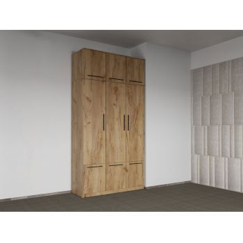 Dulap dormitor Stejar Auriu 3U + suprapozabil - Madrid ieftin