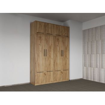 Dulap dormitor Stejar Auriu 4U+suprapozabil - Madrid ieftin