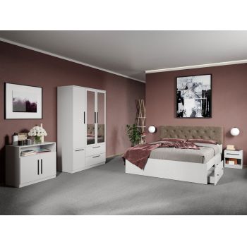 Set dormitor complet Alb cu comoda - Madrid - C36 ieftin