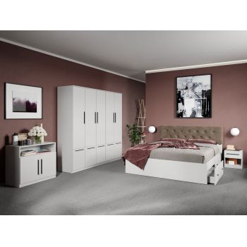 Set dormitor complet Alb cu comoda - Madrid - C50 ieftin