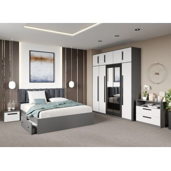 Set dormitor complet Alb cu Gri- Dallas - C49 ieftin