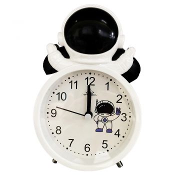 Ceas de masa desteptator pentru copii Pufo Astronautul Fericit, 15 cm, negru
