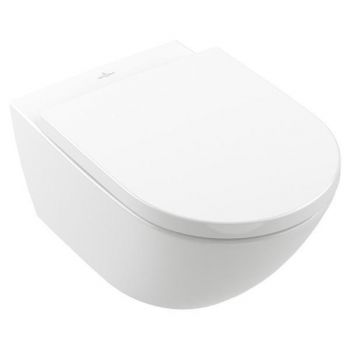 Set vas WC suspendat, Villeroy & Boch, Subway 3.0, cu Twist Flush si capac cu soft close si quick release, alb la reducere