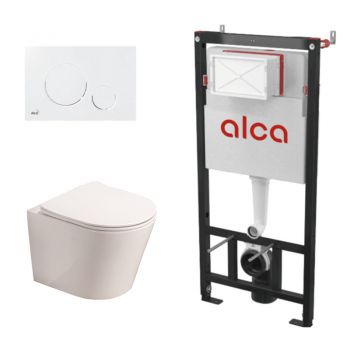 Set complet vas WC suspendat Fluminia, Clementina, Alb, cu rezervor Alca si clapeta alba la reducere