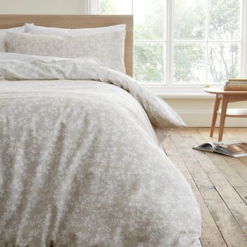 Lenjerie de pat albă/bej din bumbac pentru pat de o persoană 135x200 cm Shadow Leaves – Bianca ieftina
