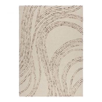 Covor maro/crem din lână 160x230 cm Abstract Swirl – Flair Rugs ieftin