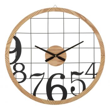 Ceas de perete Numbers, Mauro Ferretti, 60 cm, fier/MDF, negru/maro ieftin