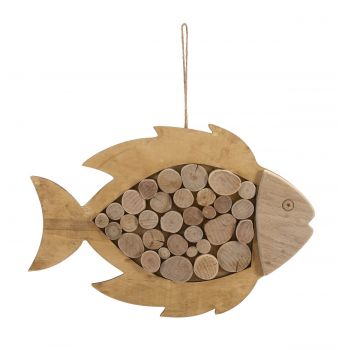 Decoratiune suspendabila Fish, Mauro Ferretti, 42.5x2x28.5 cm, lemn de tanoak/placaj, natural