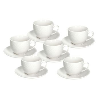 Set 6 cesti de ceai cu farfurie Golf, Tognana Porcellane, 270 ml, portelan, alb ieftin