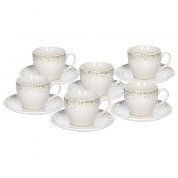 Set 6 cesti de ceai cu farfurie Iris Astrid, Tognana Porcellane, 200 ml, portelan New Bone China, multicolor ieftin