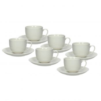 Set 6 cesti de ceai cu farfurie Victoria, Tognana Porcellane, 200 ml, ceramica, alb ieftin