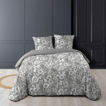 Lenjerie de pat albă/gri din bumbac pentru pat dublu/extinsă 240x220 cm Milady – douceur d'intérieur ieftina