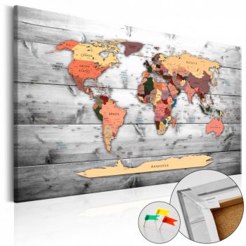 Tablou din plută - Direction World [Cork Map] 60x40 cm
