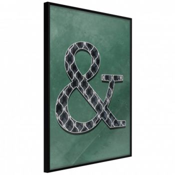 Poster - Ampersand on Green Background, cu Ramă neagră, 30x45 cm la reducere