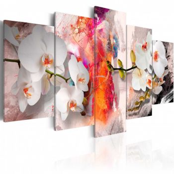 Tablou - Colorful background and orchids 200x100 cm