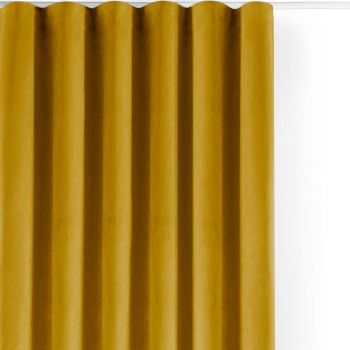 Draperie galben-muștar dimout (semi-opacă) din catifea 400x250 cm Velto – Filumi