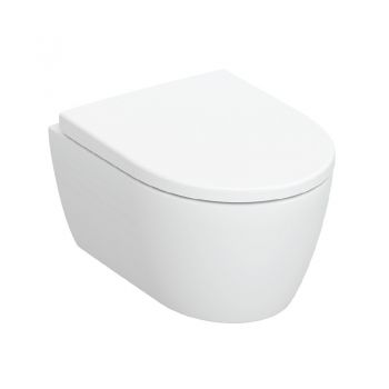 Set vas wc suspendat, Geberit, iCon, compact, rimless, cu capac soft close și quick release, alb la reducere