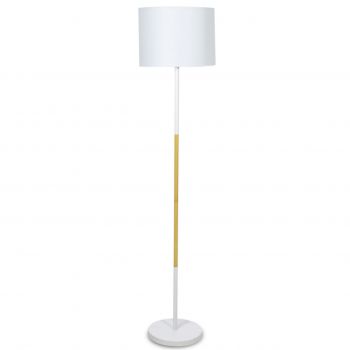 Lampadar Oliver, Pakoworld, 33x33x149 cm, 1 x E27, 60W, metal/textil, alb/maro