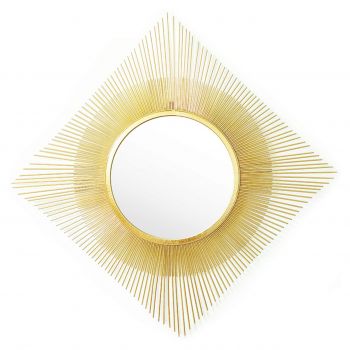 Oglinda decorativa Sunshine, Pakoworld, 70x70 cm, PAL melaminat, auriu