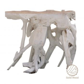 Consola Zamir, Pakoworld, 80x38x70 cm, lemn, alb/natural
