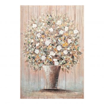 Tablou decorativ Flowerpot v2, Inart, 70x100 cm, canvas/lemn de brad, multicolor