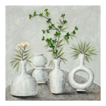 Tablou decorativ Vase v1, Inart, 100x100 cm, canvas/lemn de brad, multicolor