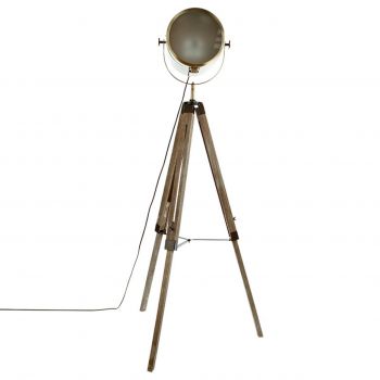Lampadar Mads, Pakoworld, 62.5x57x150 cm, 1 x E27, metal/lemn, bronz/maro