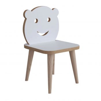Scaun pentru copii Jerry, Pakoworld, 30x30x52 cm, lemn de fag/MDF, alb/natural