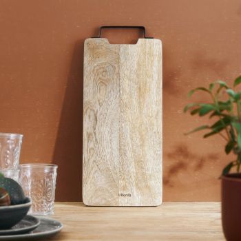 Tocator Soser Mango, Homla, 41x18 cm, lemn/metal, natur/negru
