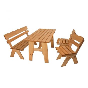Set de masă de grădină din lemn de pin în culoare naturală pentru 4 persoane Black Forest - Garden Pleasure
