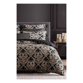 Lenjerie de pat maro din bumbac ranforcé pentru pat dublu/extinsă cu cearceaf inclus/cu 4 piese 200x220 cm Damask – Mila Home