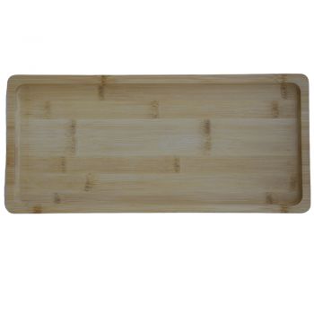 Platou Pufo din lemn de bambus pentru servire alimente, aperitive, dulciuri, pizza, 27 cm, maro